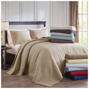 Quebec King Reversible Bedspread Set, Mocha