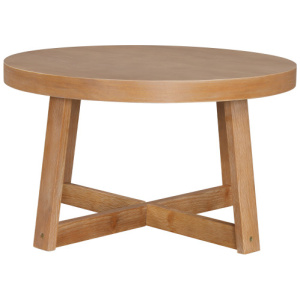 Round Coffee Table for Living Room 30 inch Farmhouse Accent Table with Study Rubber Wood Legs-Yellow