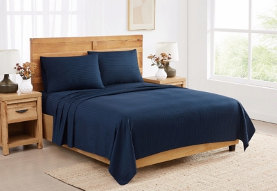 Royal Velvet Signature 5-Piece Split King Sheet Set, Navy Blue