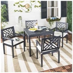 Safavieh Bradbury Outdoor Dining Table and 4 Chairs, Dark Slate Gray