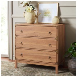 Safavieh Galio 31" 3 Drawer Chest of Drawers, Oak/Gold