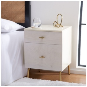 Safavieh Genevieve 18" 2 Drawer Nightstand, Cream/White Washed