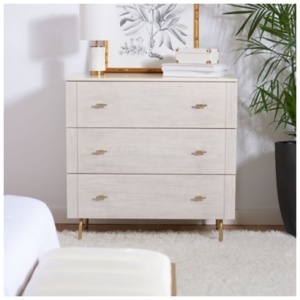 Safavieh Genevieve 36" 3 Drawer Dresser, Cream/White Washed