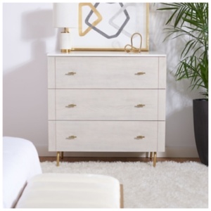 Safavieh Genevieve 36" 3 Drawer Dresser, White/White Washed