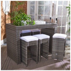 Safavieh Horus Outdoor Dining Table and 6 Stools, Gray Brown/White