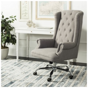 Safavieh Ian Tufted Swivel Office Chair, Gray/Chrome