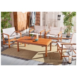 Safavieh Mardin Outdoor Dining Table and 4 Chairs, Natural/Beige