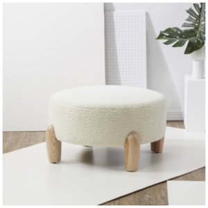Safavieh Perez Scandinavian Round Ottoman, Ivory/Natural