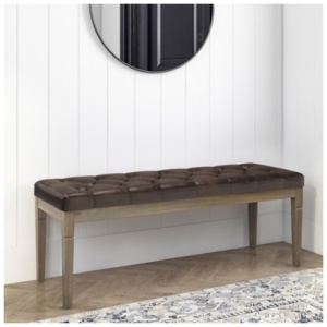 Saxon Ottoman Bench, Distressed Brown