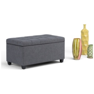 Sienna Rectangle Storage Ottoman, Slate Gray