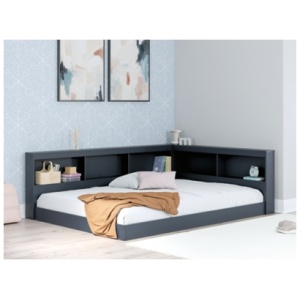 Simmenfort Full Bookcase Storage Bed, Navy Blue