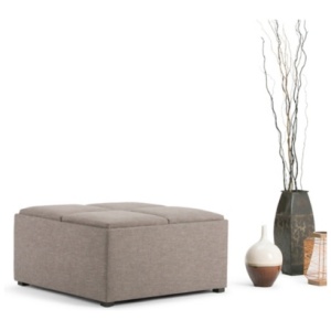 Simpli Home Avalon Large Coffee Table Ottoman, Fawn