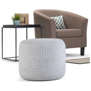 Simpli Home Bayley Braided Pouf, Blue/Natural
