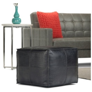 Simpli Home Bowen Pouf, Black