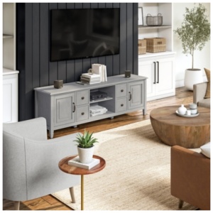 Simpli Home Connaught 72" TV Media Stand, Fog Gray