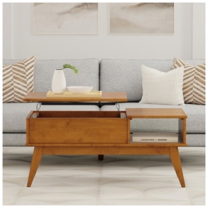 Simpli Home Draper Lift Top Coffee Table, Teak Brown