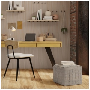 Simpli Home Elmer Pouf, Natural/Gray