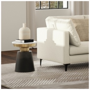 Simpli Home Jaxine Side Table, Black/Gold
