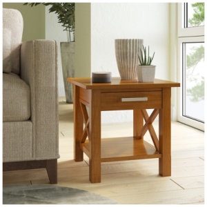 Simpli Home Kitchener End Table, Light Golden Brown