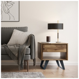 Simpli Home Lowry End Table, Distressed Golden Wheat