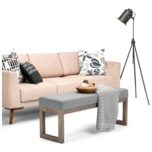 Simpli Home Milltown Ottoman Bench, Gray