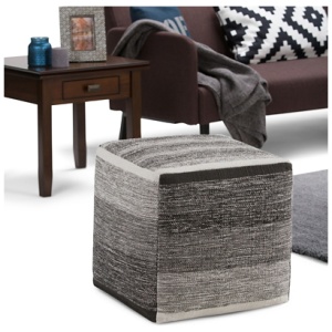 Simpli Home Naya Pouf, Gray