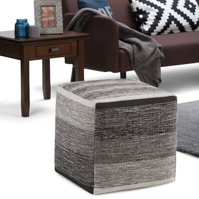 Simpli Home Naya Pouf, Gray