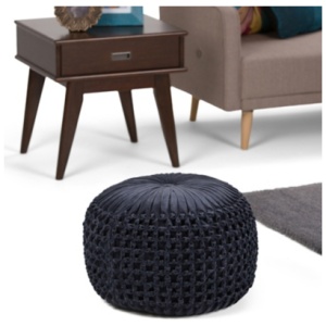 Simpli Home Renee Pouf, Navy