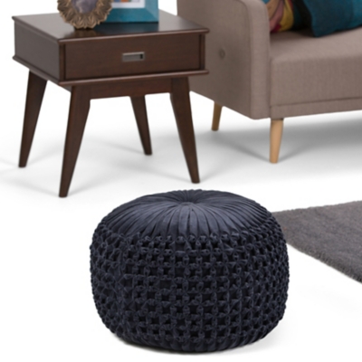 Simpli Home Renee Pouf, Navy