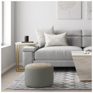 Simpli Home Serena Braided Pouf, Dove Gray