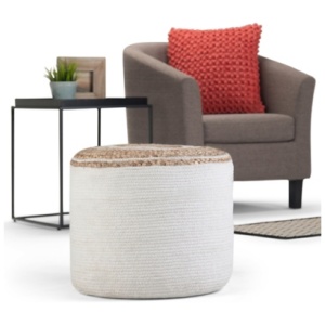 Simpli Home Serena Braided Pouf, Natural