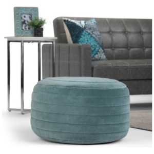Simpli Home Vivienne Pouf, Turquoise