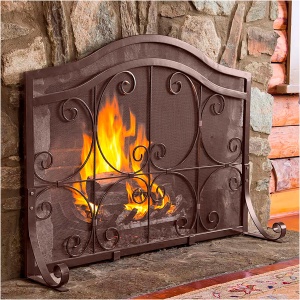 Small Crest Flat Guard Fireplace Screen