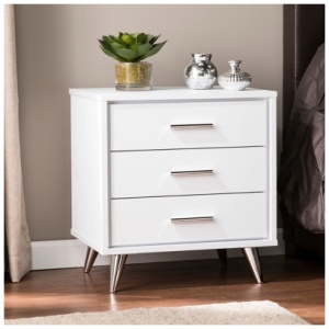 Southern Enterprises Furniture 3 Drawer Nightstand, White