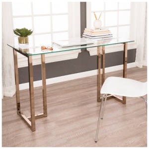 Southern Enterprises Furniture Haxor Writing Desk, Champagne