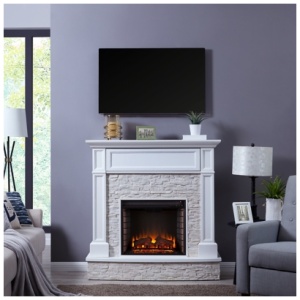 Southern Enterprises Furniture Norah Electric Fireplace Mantel, White