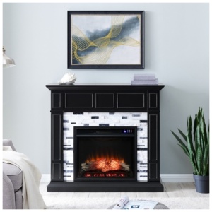 Southern Enterprises Furniture Odella Touch Screen Fireplace Mantel, Black