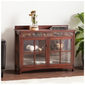 Southern Enterprises Furniture Paston Sideboard and Display Curio, Brown