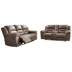 Stoneland Manual Reclining Sofa and Loveseat Set, Fossil