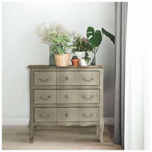 Storied Home 14" 3 Drawer Dresser, Gray