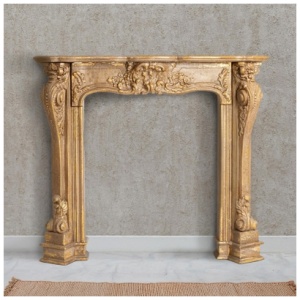Storied Home Decorative 11" Fireplace Mantel, Gold