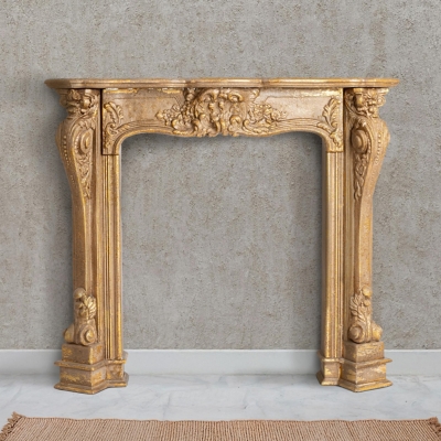 Storied Home Decorative 11" Fireplace Mantel, Gold