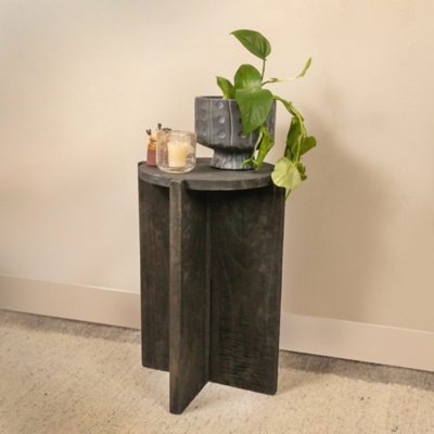 Storied Home Round Accent Coffee Table, Black