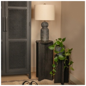 Storied Home Round Side Table, Black