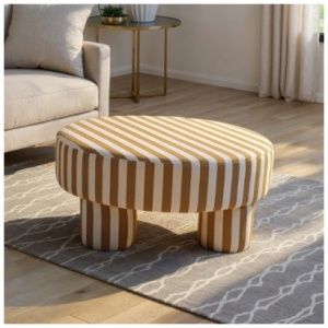 Storied Home Table Ottoman, Cream/Mustard