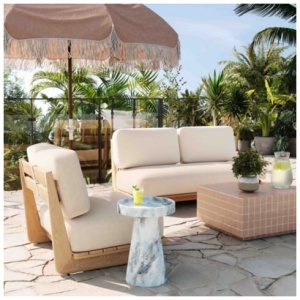 TOV Furniture Reavan Outdoor Lounge Sofa, Cream