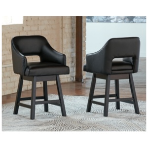 Tallenger Counter Height Bar Stool with Open Contoured Back, Black/Dark Brown