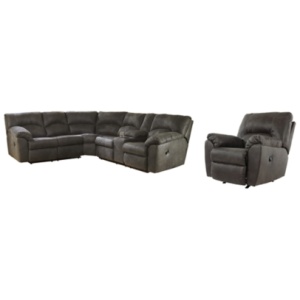 Tambo 2-Piece Sectional with Recliner, Pewter