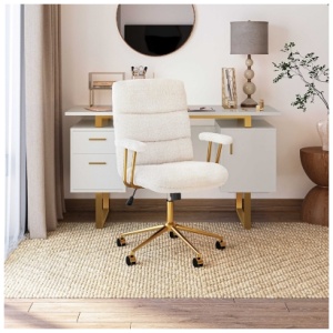 Techni Mobili Home Office Desk Chair, White/Gold