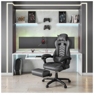 Techni Mobili Reclining Executive Office Chair with Footrest, Gray